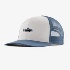 Patagonia Fly Fish Food Stand Up Trout Trucker Hat - White