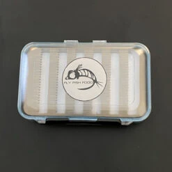 FLY FISH FOOD LOGO FLY BOX, CLEAR DOUBLE SIDED - LARGE, DRY AND NYMPH FOAM