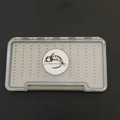FLY FISH FOOD LOGO FLY BOX, CLEAR SINGLE SIDED - LARGE WITH EASY GRIP FOAM