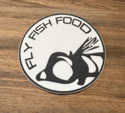 Fly Fish Food Sticker Black & White 4" Zoom
