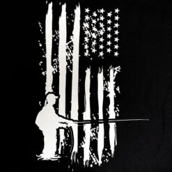 Fly Fish Food Patriotic Fisherman T-Shirt - Black -Fly Fish Food Store FFF USA Fisherman Black Detail