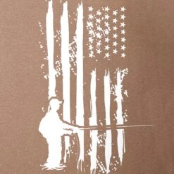 Fly Fish Food Patriotic Fisherman T-Shirt - Brown -Fly Fish Food Store FFF USA Fisherman Detail