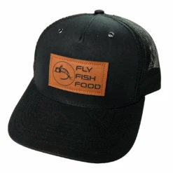 Richardson Fly Fish Food Logo Leather Patch Hat - Black