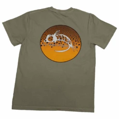 Fly Fish Food Brown Trout Logo Tee - Sage