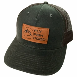 Richardson Fly Fish Food Logo Leather Patch Hat - Dark Olive