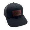 Richardson Fly Fish Food Logo Leather Patch W/Black Rope Hat - Solid Black -Fly Fish Food Store FlyFishFoodHat