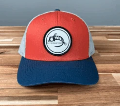 Fly Fish Food Logo Hat - Dark Orange/Aluminum/Light Navy